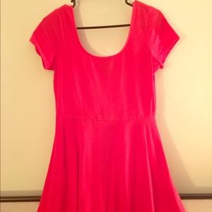 Short sleeve red cotton summer dress