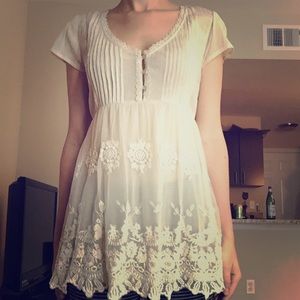 Free People Sheer Cream Lace top