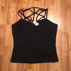 Black detailed strap tank top new with tags
