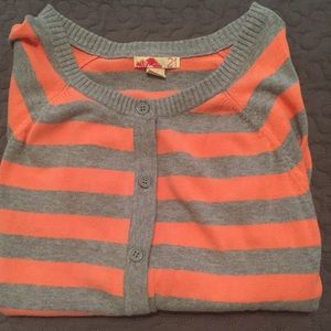 Orange and gray 3/4 length sleeve cardigan!