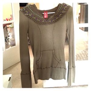 FREE PEOPLE hooded "waffle" top