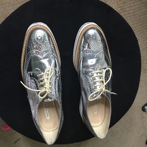 Zara Metallic Platform Oxfords