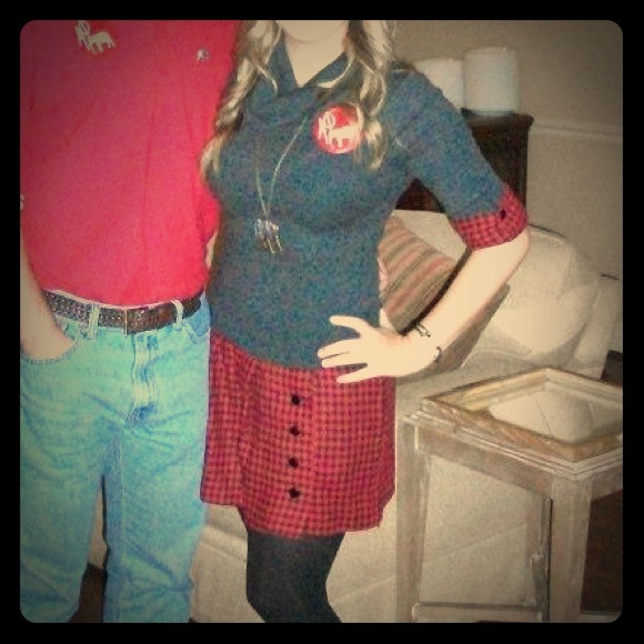 Sweater dress- dark grey w/ red&black houndstooth