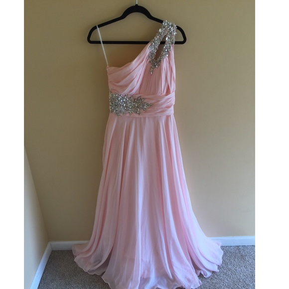 One shoulder, jeweled prom dress (worn once)