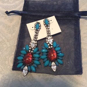 Chandelier earrings Crystal, turquoise and Amber