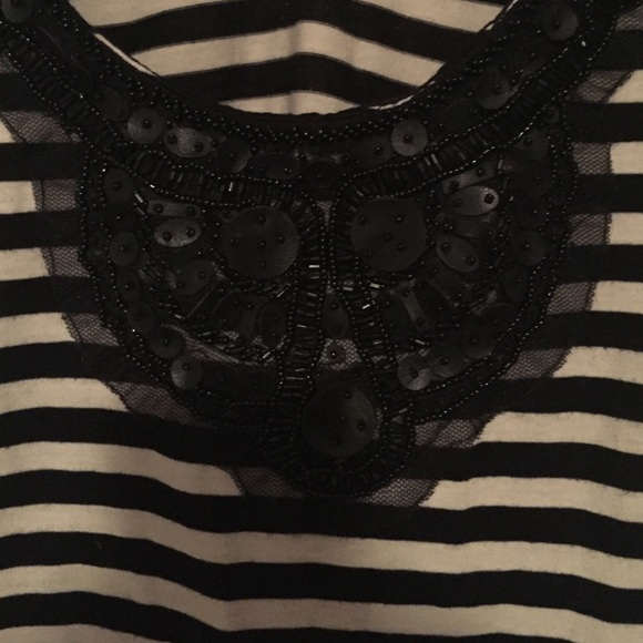 black and white striped embellished shirt - Picture 2 of 4