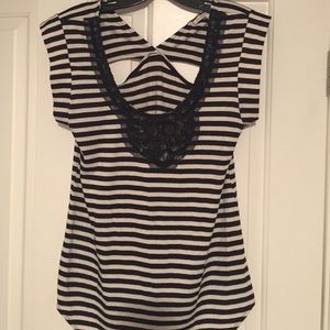 black and white striped embellished shirt