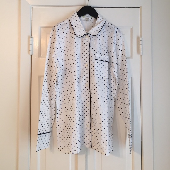 J. Crew Blue and White Swiss Dot Night Shirt