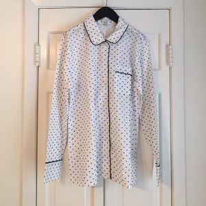J. Crew Blue and White Swiss Dot Night Shirt