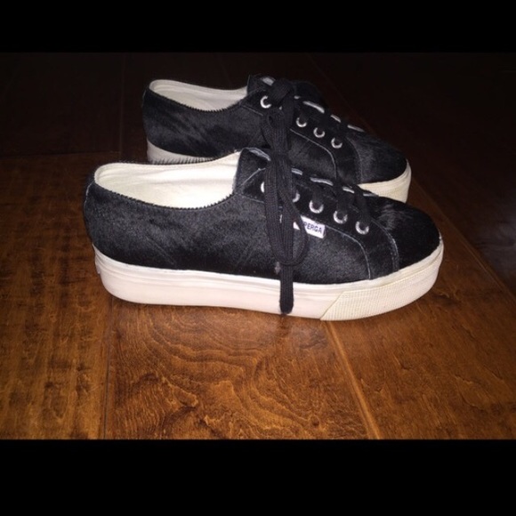 Superga calf hair platform sneakers