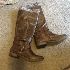 Brown leather boots