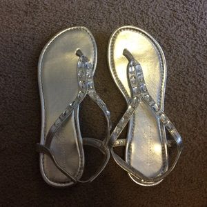 Silver thong sandals