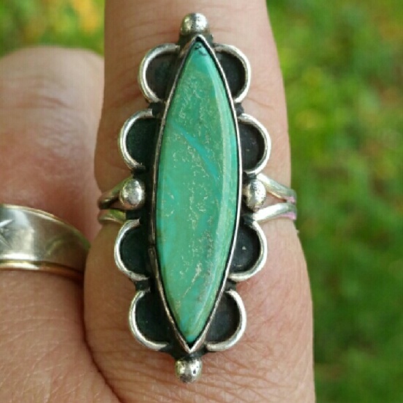 Sterling silver green turquoise? Ring - Picture 1 of 5
