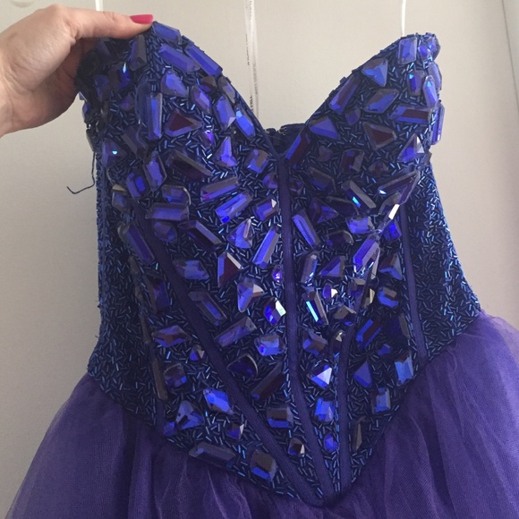 Sherri Hill Blue & Purple Corset Dress - Picture 2 of 3