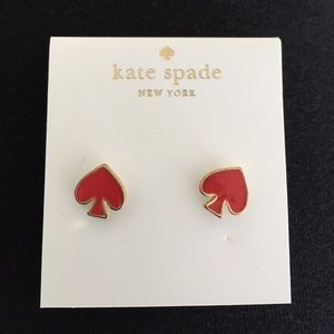 Kate Spade 'spade' stud earrings coral red