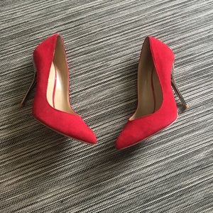 Aldo red suede pointed toe pumps