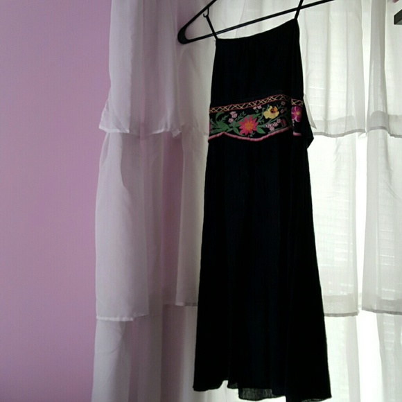Free People Black Strapless Gauze Dress