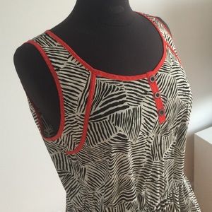 AGB tribal sundress with pockets and coral trim