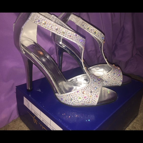 Silver heels size 8