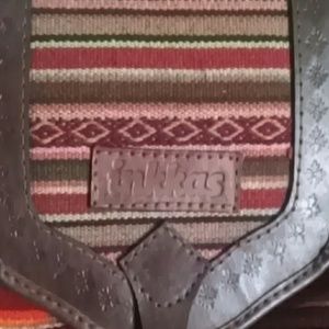 Tan and brown leather inkkas tribal backpack