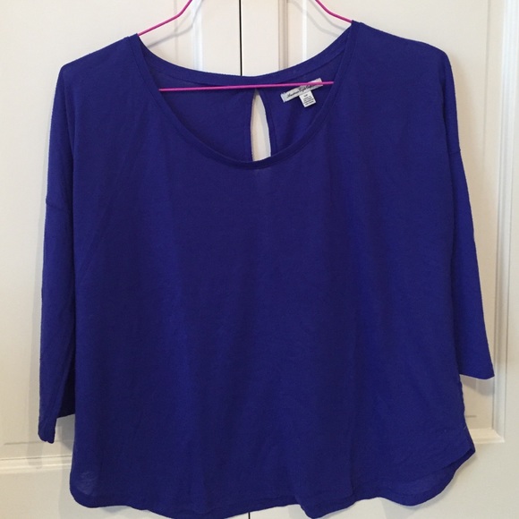 American eagle royal blue 3/4 sleeve shirt - Picture 1 of 3