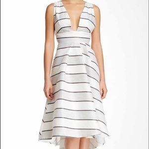 Holiday Sleeveless stripe hi-lo dress