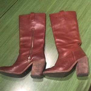Frye knee high boots.