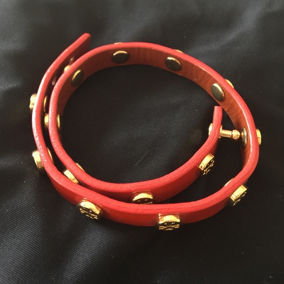 Tory Burch Embossed Leather Wrap Bracelet