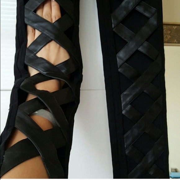 EDGY leather cut out pants
