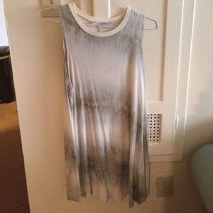 Green and white trapeze dress