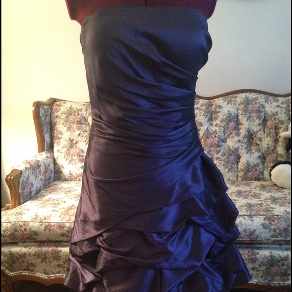 Little Strapless Purple Dress Ruffles Prom Formal - Picture 1 of 4