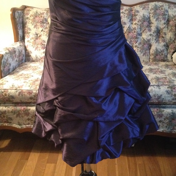Little Strapless Purple Dress Ruffles Prom Formal - Picture 2 of 4