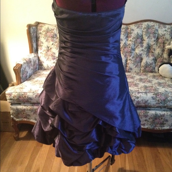 Little Strapless Purple Dress Ruffles Prom Formal - Picture 3 of 4