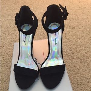 Black strappy heels