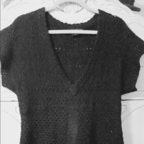 Black open knit sweater