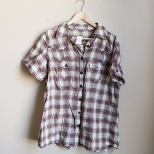 Maurices Button-up Plaid Blouse