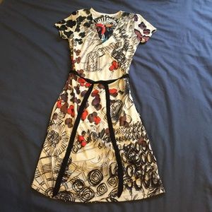 Desigual Vestido SOLE White Patterned Dress
