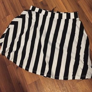 Black and white striped skater skirt