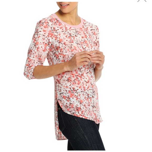 🌸Joe Fresh semi-sheer high low top- cute floral