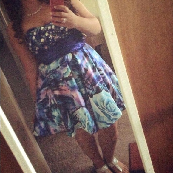 Blue multi color homecoming Dress