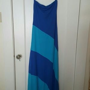 bebe colorblock strapless maxi dress