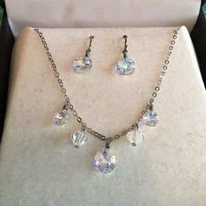 Matching crystal necklace and earring set
