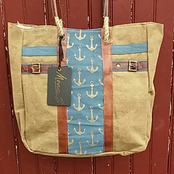 LAST ONE! Up-Cycled Mona B Admiral Tote - Picture 2 of 4