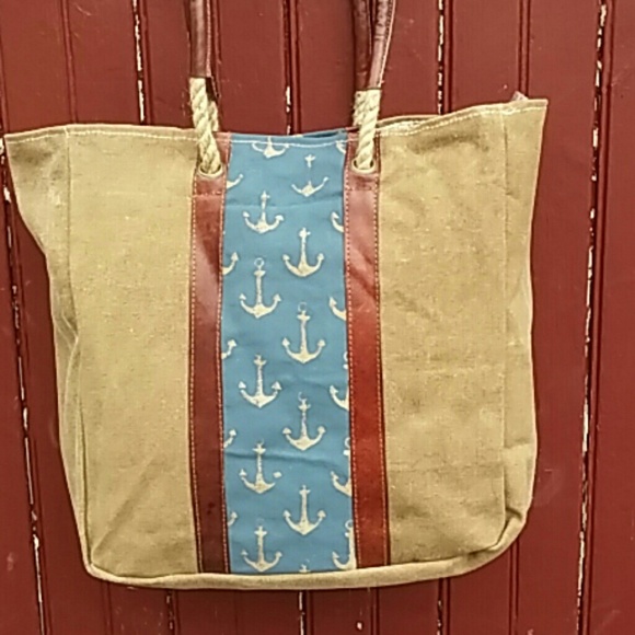 LAST ONE! Up-Cycled Mona B Admiral Tote - Picture 3 of 4