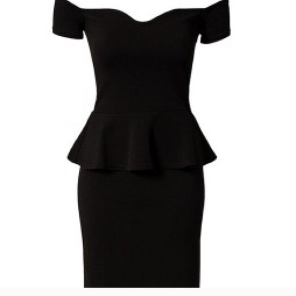 Black Off Shoulder Peplum Maxi Dress - Picture 4 of 4