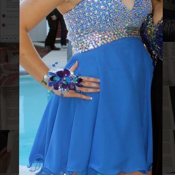 Blue short formal dress - Picture 2 of 2