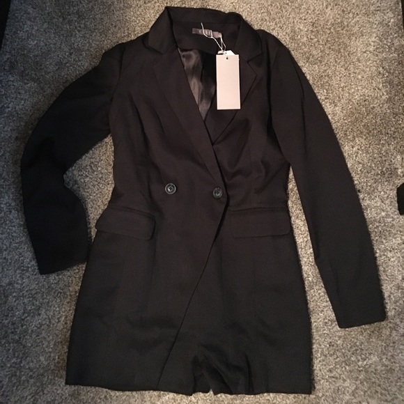Black Blazer Romper Jacket Jumpsuit S - Picture 5 of 5