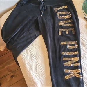 Victoria's Secret Pink sequined sweat pants.