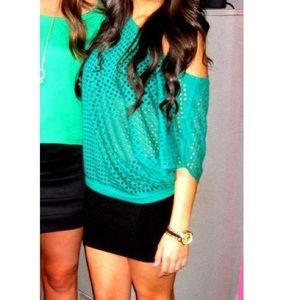 BB Dakota Green Shirt with Square Cut Outs