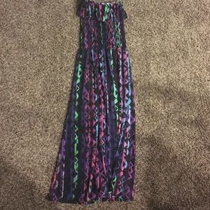 Strapless neon maxi dress